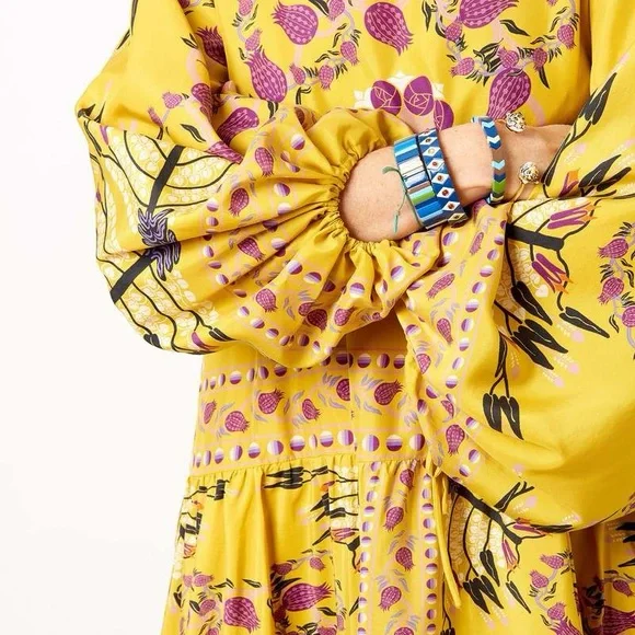 La DoubleJ Vesta Dress Melograno Giallo Placée in Silk Twill Sz S Fits M - Picture 5 of 11